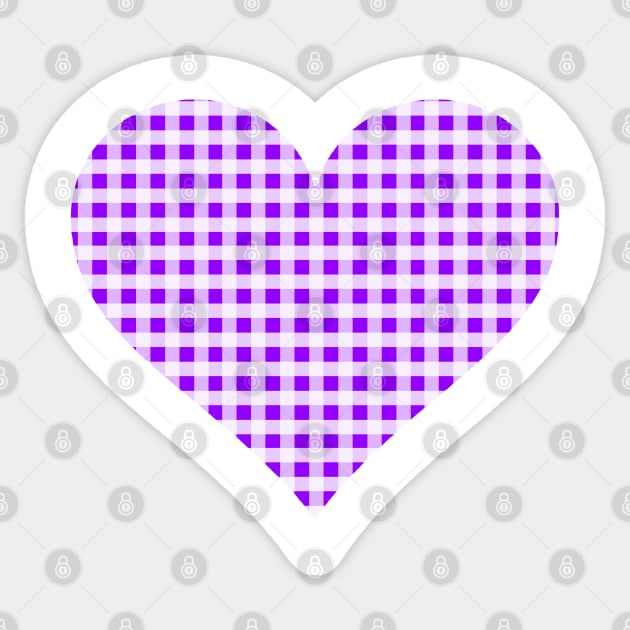 Purple and White Gingham Heart Sticker by bumblefuzzies